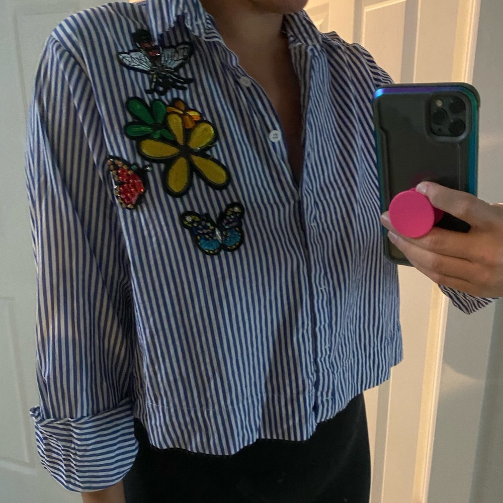 Crop top blouse button down